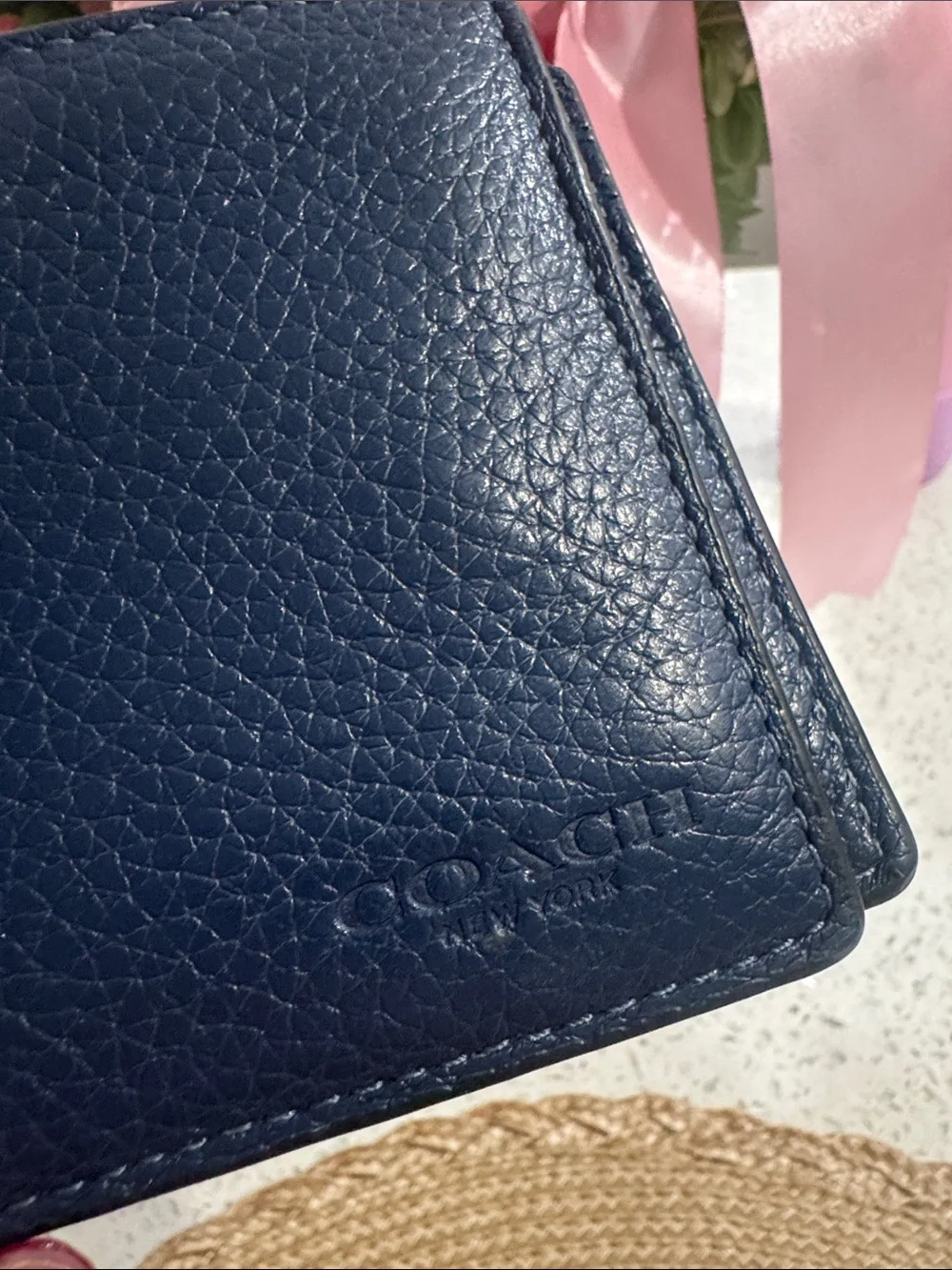 💙COACH Pebble Leather And Signature Coated Canvas Wallet